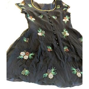 Vtg  A. J. BARI Kay Unger Silk  Beaded Cocktail Party Evening Dress 8P Elegance